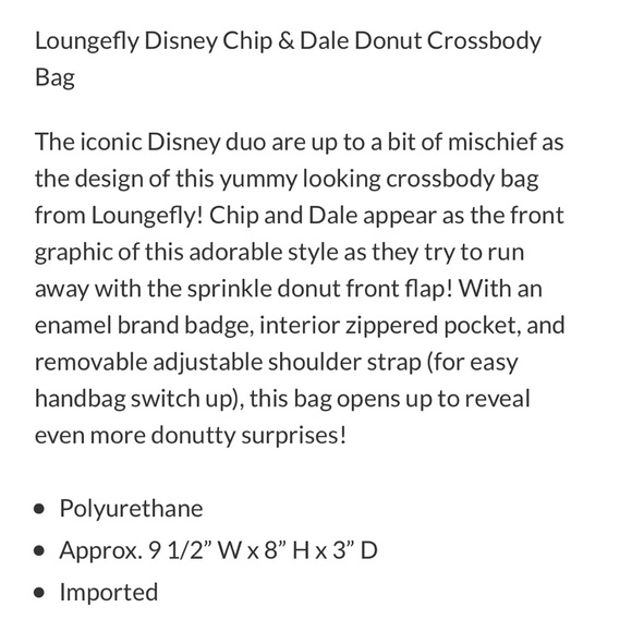 NWOT Loungefly Chip & Dale Donut Crossbody Bag - Picture 2 of 6